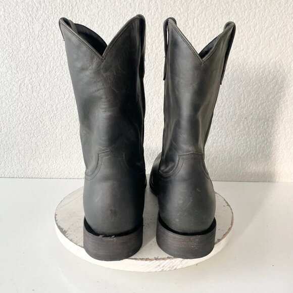 Lane Mens Black Cowboy Boots 15 D Genuine Leather Western Casual Square Toe EUC - Picture 3 of 11